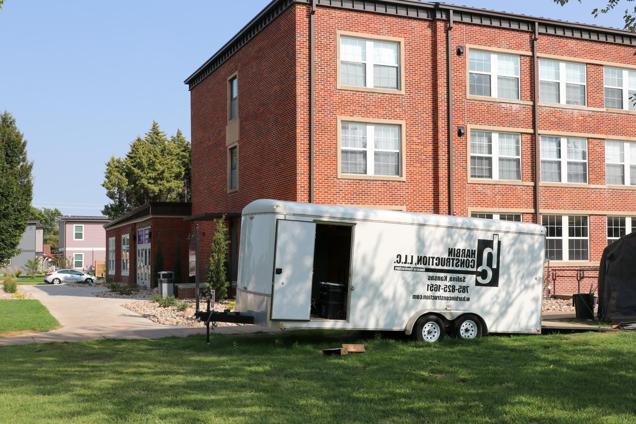 Construction in front of Bieber Dining Hall